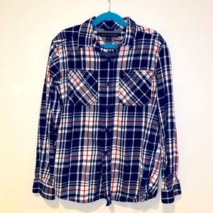 Boys button down plaid Tommy Hilfiger shirt shirt. Worn once.